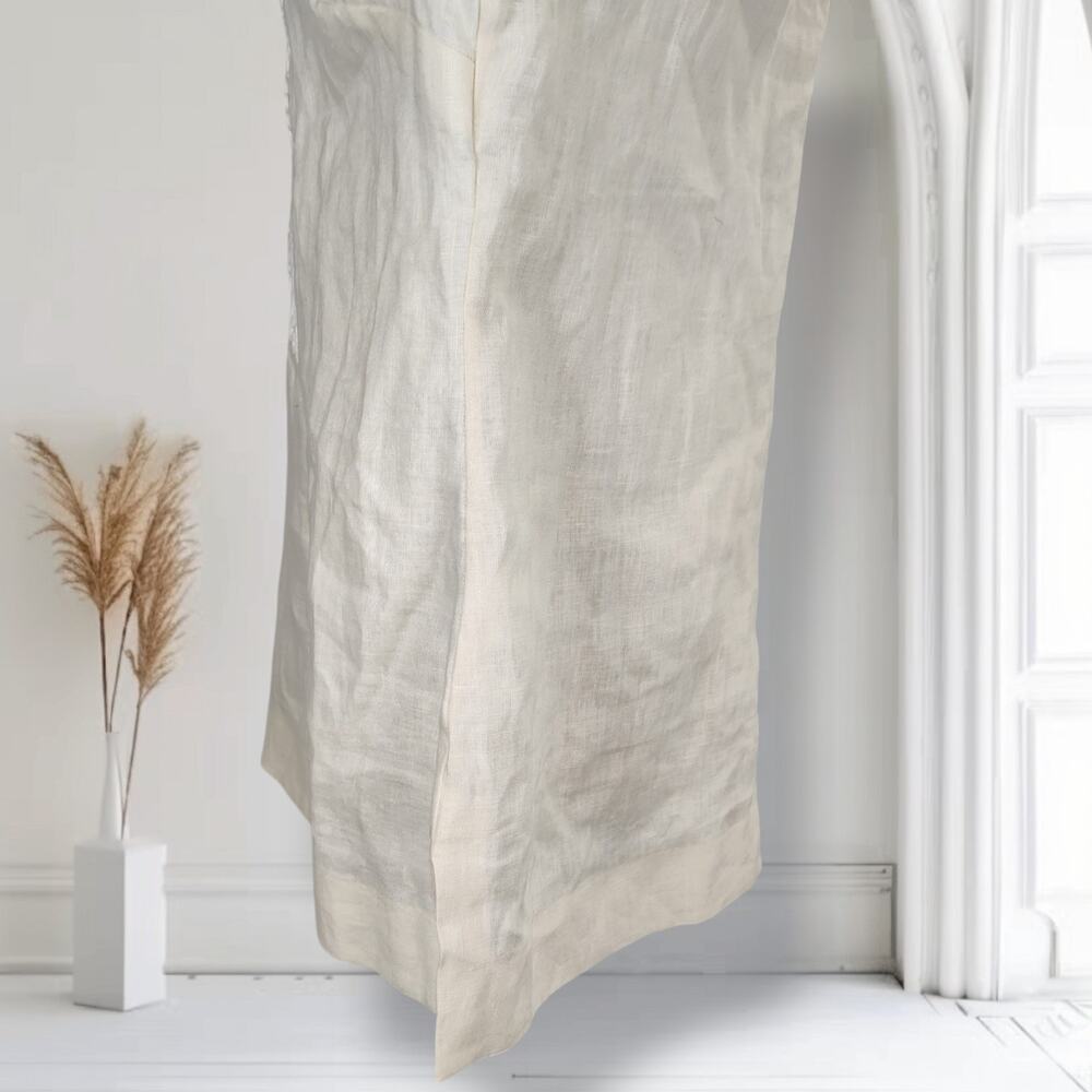 Brooks Brothers Linen Tunic Dress Embroidered Ivory Boho Preppy Size 12 - Picture 11 of 12